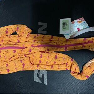 Kickee Pants Orange and Pink Printed Footie One-Piece